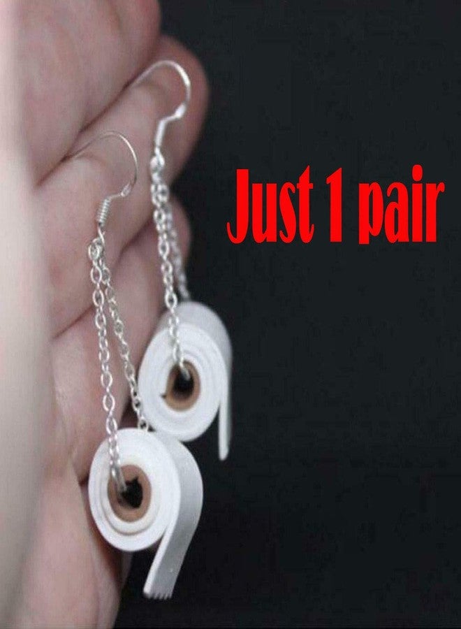 Meimimix Funny Roll Toilet Paper Silver Earrings Drop Dangle Ear Hook for Women Jewelry Creative Statement - Image 2